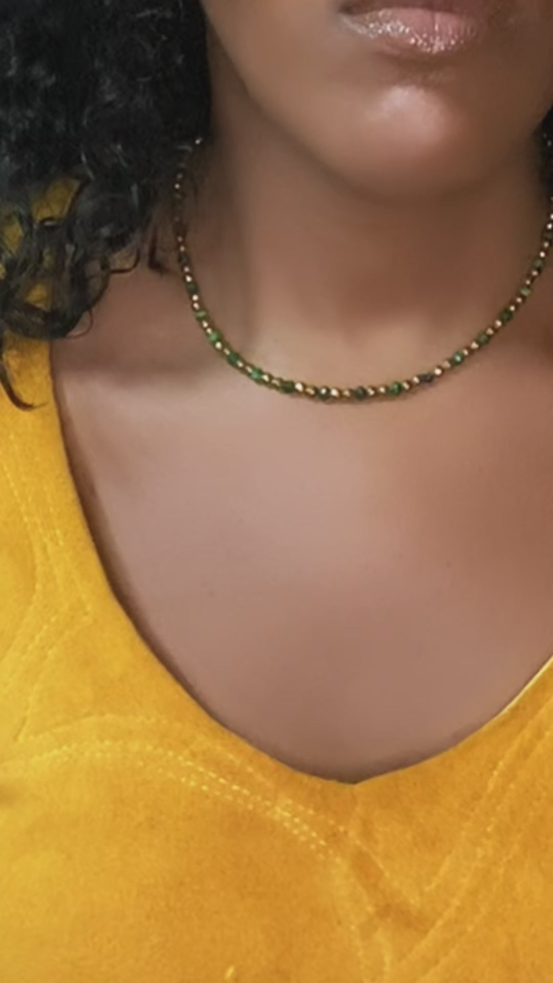 faceted hematite and malachite beads grounding necklace